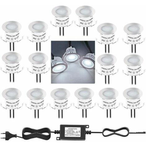 Confezione da 10 mini faretti LED da incasso per esterni, IP67 impermeabili, luce bianca diurna 4500K, luci da terra da 32 mm 0,6 W DC12V per percorsi, ponti, piscine e scale