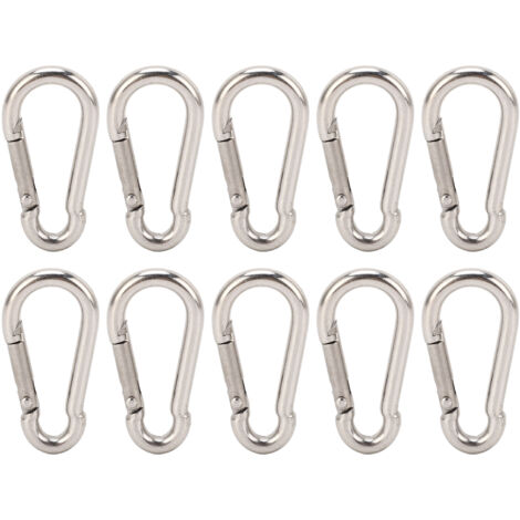 Confezione da 10 moschettoni a molla, a sgancio rapido, in acciaio inox 304 ad alta resistenza, per mangiatoie per uccelli, 7 mm