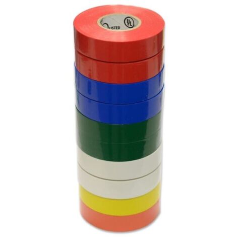 Confezione da 10 nastri isolanti elettrici – Lunghezza 20 m, larghezza 19 mm – Colori assortiti per progetti tecnici