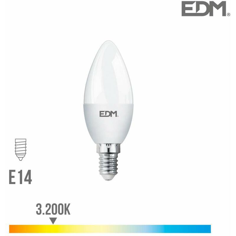 Image of EDM - Lampadina led E14 5W Fiamma equivalente a 35W - Bianco Caldo 3200K