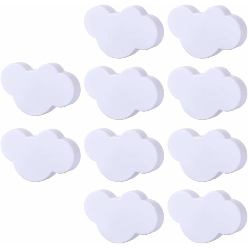 Image of Fortuneville - Confezione da 10 pomelli per mobili per camera da letto per bambini a forma di nuvola bianchi