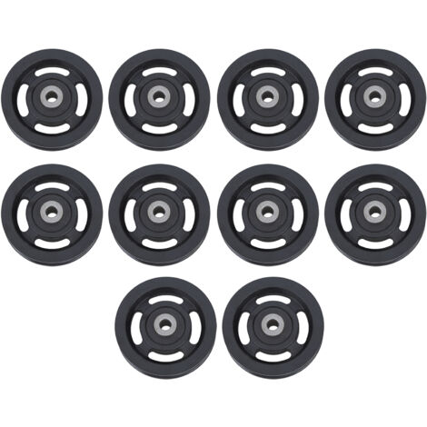 Confezione da 10 pulegge con cuscinetti universali in nylon nero resistente all'abrasione per attrezzature per l'allenamento con i pesi e macchine via cavo.
