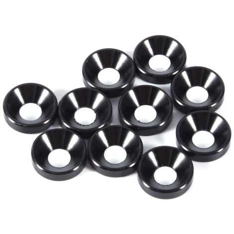 Confezione da 10 rondelle svasate M4 anodizzate in lega di alluminio nero