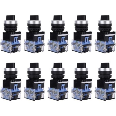 Confezione da 10 selettori rotativi autobloccanti 22 mm AC 440 V 10 A 3 posizioni On/Off Camma rotante per apparecchiature di macchine elettriche
