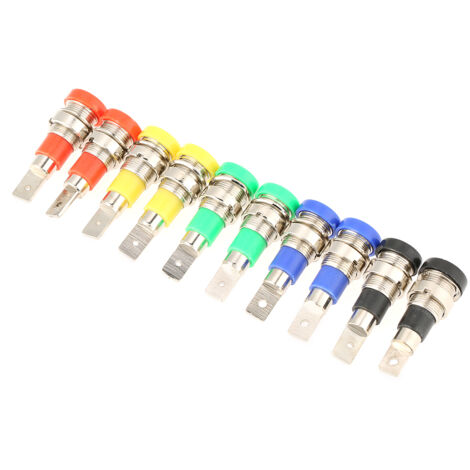 Confezione da 10 spine a banana di colori assortiti, jack da 4,0 mm, per sonde di prova per montaggio a pannello