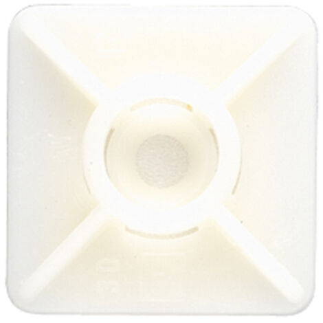 Confezione da 100 - Base adesiva a doppia via, per fascette stringitubo - Nylon bianco