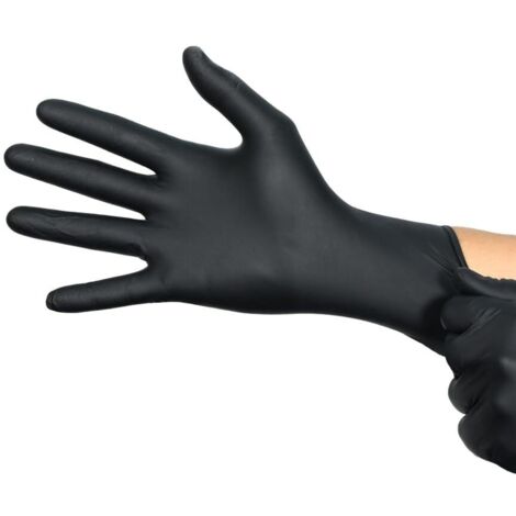 Confezione da 100 guanti monouso in nitrile neri taglia XL – spessore 0,16 mm – resistenti agli agenti chimici e meccanici – ambidestri e senza polvere