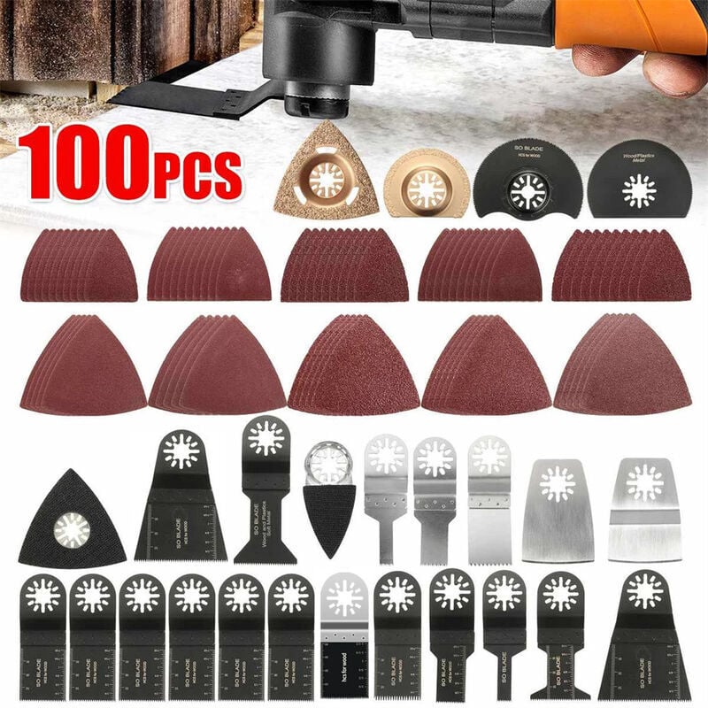 Aiperq - Paquete de 100 hojas oscilantes accesorios de sierra multifuncional herramientas multiherramienta oscilantes para Fein Multimaster Dremel
