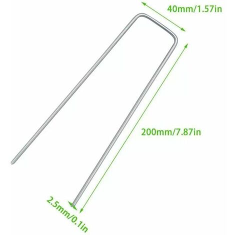 Confezione da 100 robusti ancoraggi per il terreno per erbacce, tessuto non tessuto da giardino, recinzioni, giardino (2,54200 mm)
