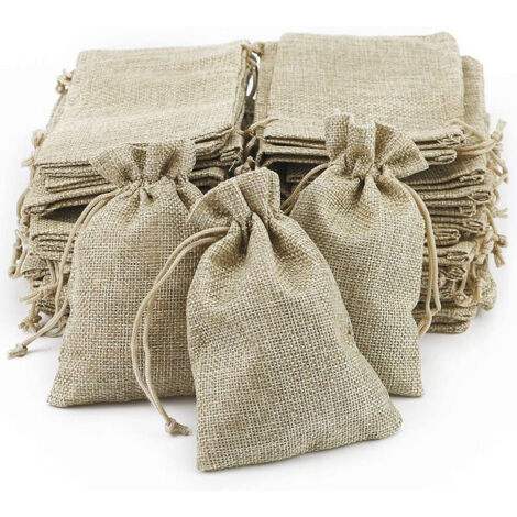 Confezione da 100 sacchetti di iuta, sacchetti di stoffa, sacchetti di iuta, sacchetti di lavanda per matrimoni, sacchetti regalo, sacchetti regalo per gioielli (13,5 x 9,5 cm)