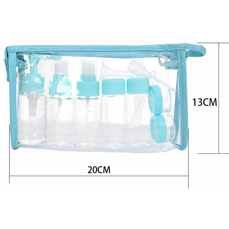 Confezione da 11 flaconi da viaggio cosmetici