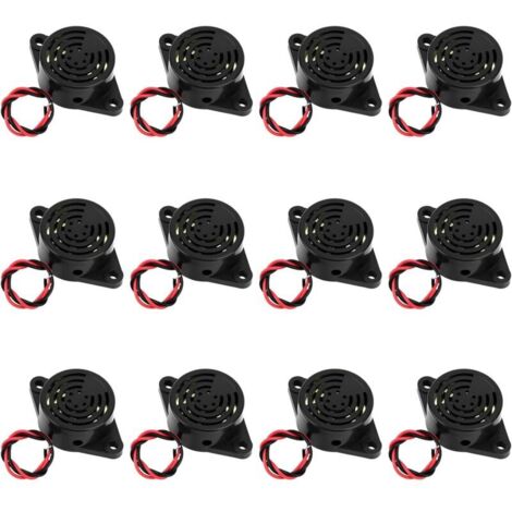 Confezione da 12 allarmi elettronici SFM-27-I - Buzzer elettronico piezoelettrico attivo - DC 3-24 V - con cavo - 110 mm