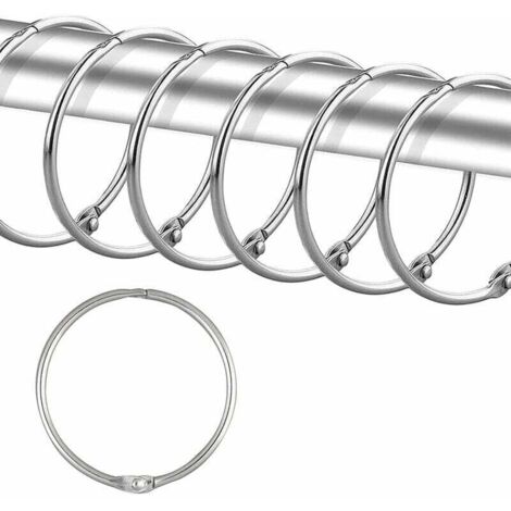 Confezione da 12 anelli per tenda da doccia in argento, anelli rotondi in metallo antiruggine per bagno, armadio, finestra e arredamento per la casa. Semplici.