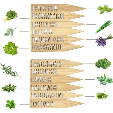 Confezione da 12 etichette per piante di bambù Etichette per piante Marcatori da giardino Bambù naturale Resistente alle intemperie per semi Erbe in vaso Fiori Verdure