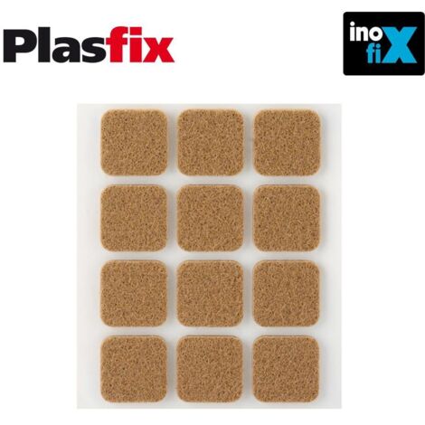 Confezione da 12 feltri sintetici adesivi marroni 22x22mm Plasfix INOFIX