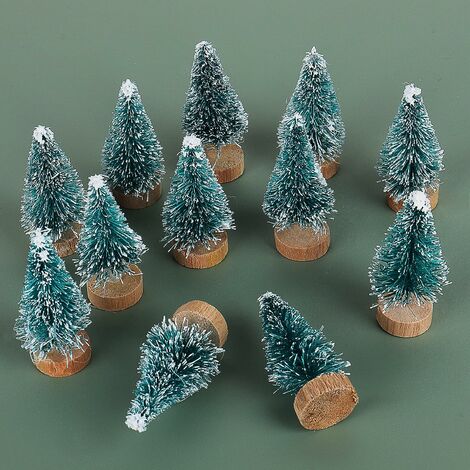 Confezione da 12 mini alberi di Natale, decorazioni natalizie per progetti artistici, albero di Natale in miniatura per fare palle di neve, decorazioni per torte e regali