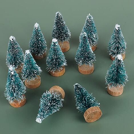 Confezione da 12 mini alberi di Natale, decorazioni natalizie per progetti artistici, mini alberi di Natale per fare palle di neve, decorazioni di torte e regali