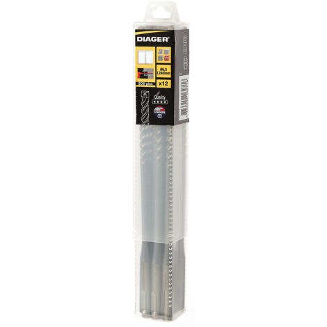 Confezione da 12 punte per cemento SPEC. HUISSERIE 3 tagli SDS plus - Ø 103 mm, 6,5 mm di diametro, lunghezza utile 200 mm, lunghezza totale 260 mm