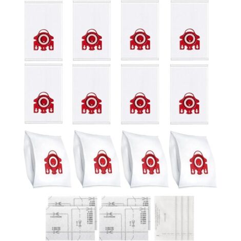 Confezione da 12 sacchetti 3D Airclean compatibili con gli aspirapolvere Miele 3D FJM, per le serie Complete C1, Compact C1, Compact C2, S6, S4, S700, S500, S300, S200, con 4 filtri.