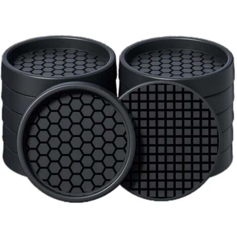 Confezione da 12 sottobicchieri rotondi da 5 cm per mobili in legno duro, protezioni antiscivolo per tazze, letti, divani, fermamobili per evitare scivolamenti (nero)
