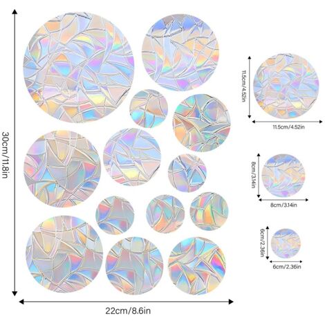 Confezione da 13 adesivi acchiappasole, finestra arcobaleno anticollisione, adesivo per finestra acchiappasole, arcobaleno statico anticollisione, adesivo per vetro prisma arcobaleno, non adesivo, per