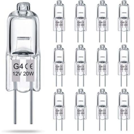 Confezione da 14 lampadine alogene G4 trasparenti a 2 pin, 12V, 20W, attacco JC T3 a due pin, dimmerabili, luce bianca calda 2700K, per illuminazione da giardino.