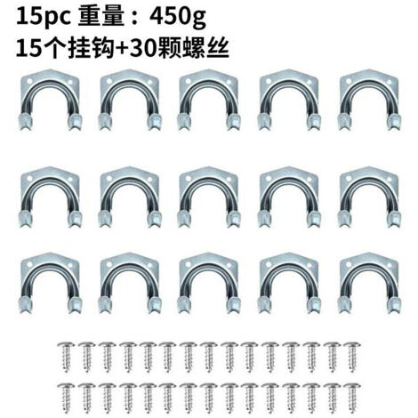 Confezione da 15 ganci da parete resistenti per casette da giardino, ganci portaoggetti in alluminio e metallo con 30 viti, resistenti e antiruggine, per attrezzi, biciclette e scale.