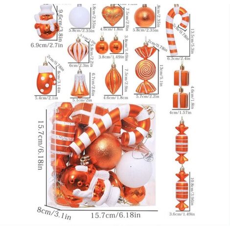 Confezione da 16 palline di Natale in plastica - Decorazioni per l'albero di Natale colorate e di diverse forme, ornamenti festivi resistenti