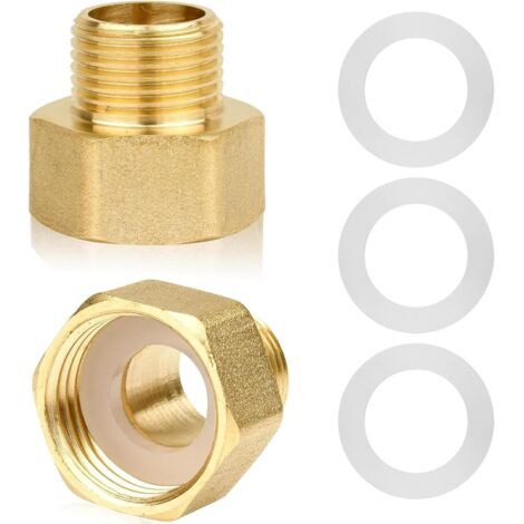 Confezione da 2 adattatori di conversione per tubi da 3/8" a 1/2" - Riduttore da 3/8" AD x 1/2" ID - Riduttore esterno/cavo - Adattatore di conversione per raccordi per tubi (con tre guarnizioni in go