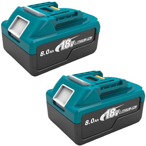 Confezione da 2 batterie al litio di ricambio da 18 V 8000 mAh, compatibili con le batterie Makita da 18 V 8,0 Ah BL1860, BL1850, BL1840 e BL1830.