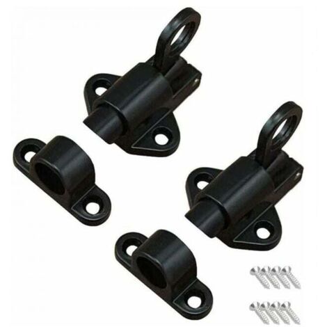 Confezione da 2 chiusure per porte nere, chiusure a molla, chiudiporta, con 8 viti, adatte per porte e finestre, porte in legno, porte del bagno, armadi, guardaroba