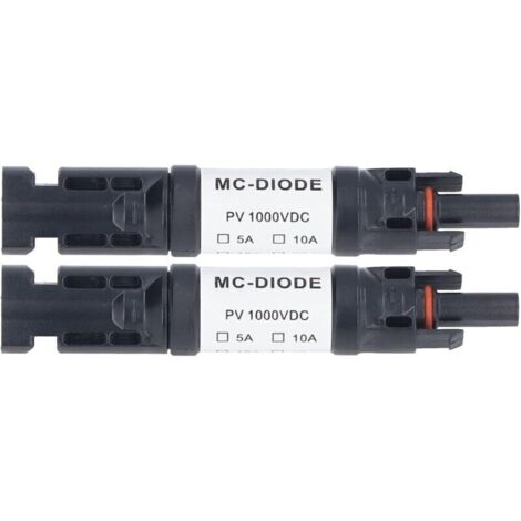 Confezione da 2 connettori fotovoltaici MC-D 1000V con diodo anti-inversione integrato, impermeabili IP68, per collegamento a pannelli solari (20A)