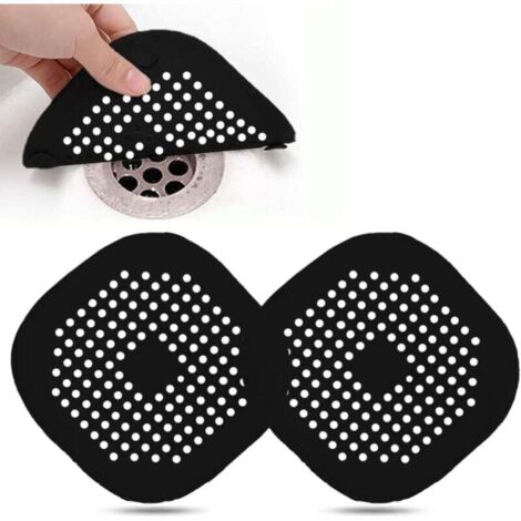 Confezione da 2 copriscarico con ventosa in silicone per lavello da cucina, vasca da bagno e bagno, nero.