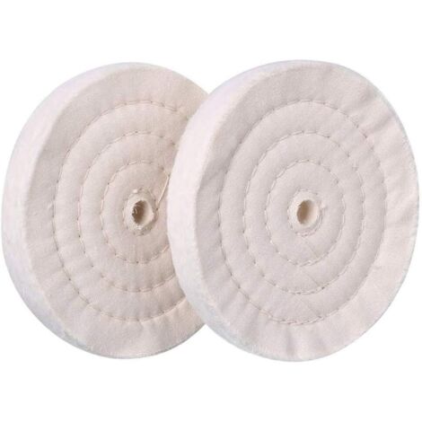 Confezione da 2 dischi lucidanti da 15 cm (pori da 12 mm senza pelle, 70 strati) per smerigliatrice da banco, cotone a specchio