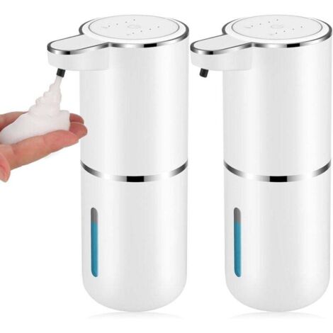 Confezione da 2 dispenser di sapone automatico, dispenser di sapone schiumogeno automatico senza contatto USB da 380 ml, ricaricabile e montato a parete, per bagno, cucina, lavastoviglie