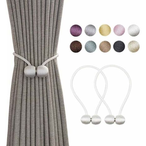 Confezione da 2 fermatende magnetici con gancio a sfera per fermatende con passanti in corda (bianco)