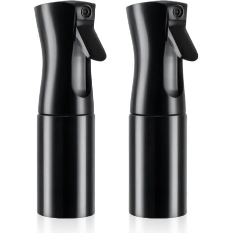 Confezione da 2 flaconi spray da 200 ml con nebulizzatore d'acqua continuo e fine per piante, pulizia, alcol, ecc. (nero)