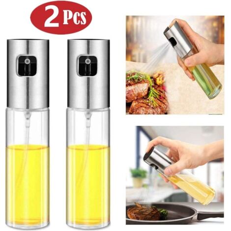 Confezione da 2 flaconi spray per olio da barbecue con spruzzatore in acciaio inossidabile da 100 ml -