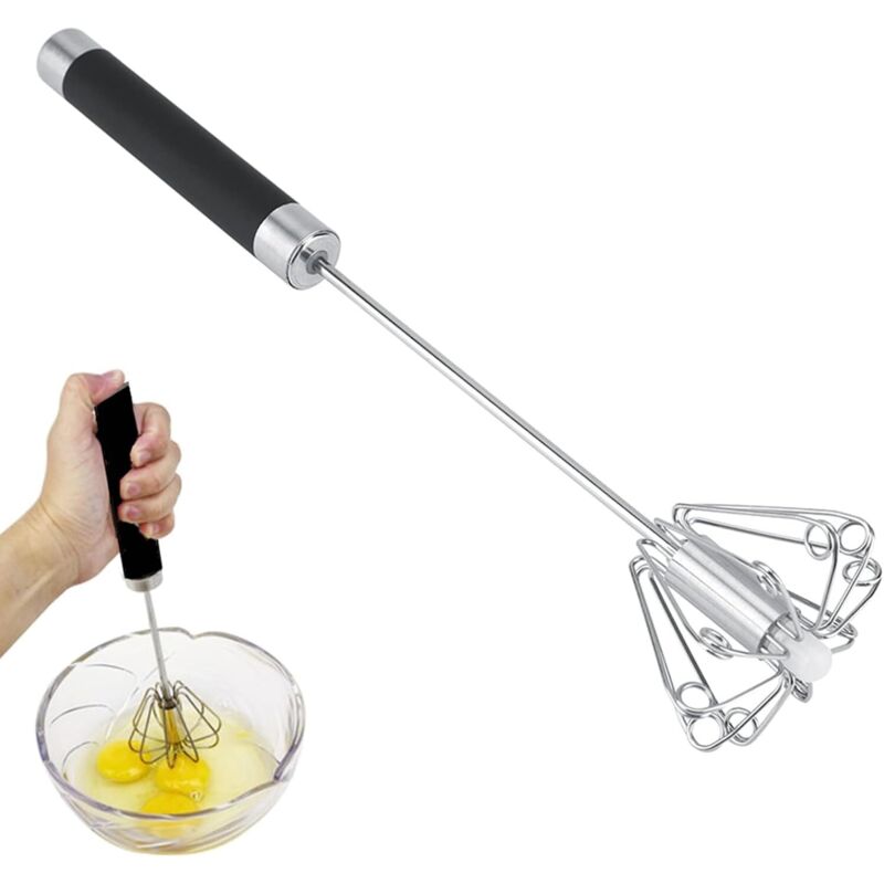 Image of Confezione da 2 fruste semiautomatiche, sbattitore manuale, sbattitore per uova in acciaio inossidabile, frusta rotante multifunzionale per sbattere,