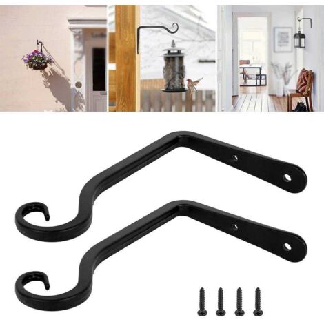 Confezione da 2 ganci da parete in ferro per piante, ganci di supporto in metallo forgiato per piante, mangiatoie per uccelli da giardino, fioriere, lanterne, ganci per campanelli a vento