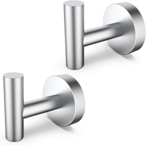Confezione da 2 ganci da parete per bagno in acciaio inossidabile SUS 304 (argento)