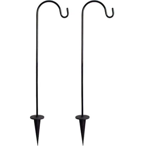 Confezione da 2 ganci da pastore, picchetto da giardino in metallo regolabile per impieghi gravosi con gancio per luci solari