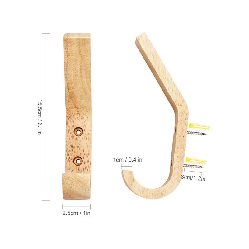 Confezione da 2 ganci in legno di quercia