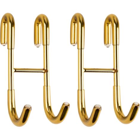 Confezione da 2 ganci per porta doccia in vetro, ganci per mensole in acciaio inox 304, ganci per vetro da bagno senza cornice (oro)