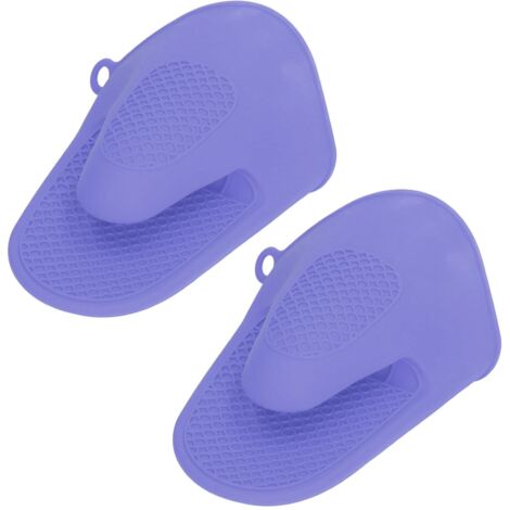 Confezione da 2 guanti da forno in silicone, guanti da cucina resistenti al calore, mini guanti da forno spessi, guanti da cucina antiscottatura, presine per cucina, cottura al forno (viola)
