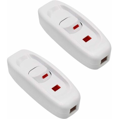 Confezione da 2 interruttori a bilanciere on/off in linea AC 250V 10A per interruttore a cavo per lampada da scrivania con indicatore LED, bianco