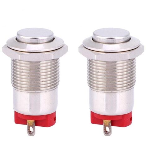 Confezione da 2 interruttori a pulsante momentanei in metallo da 12 mm, con 2 perni di bloccaggio, accessori elettronici per barche, auto e camion.