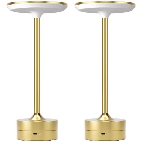 Confezione da 2 lampade da tavolo a LED, senza fili, ricaricabili, a batteria, 3 colori, dimmerabili, per ristorante, camera da letto, patio