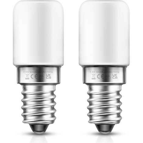 Confezione da 2 lampadine LED E14 per frigorifero / 1,5 W - Equivalenti a una lampadina da 15 W, bianco freddo - 6000 K [Classe energetica F]