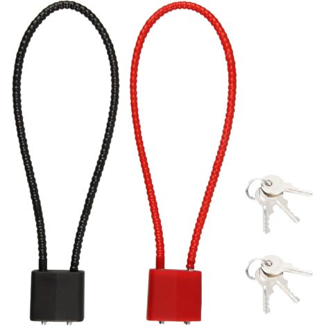 Confezione da 2 lucchetti a filo resistenti con chiavi, lucchetti a cavo flessibile neri e rossi, catena lunga 17 cm per un bloccaggio sicuro sulle biciclette